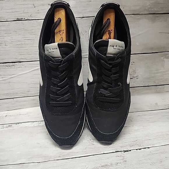 Rag & Bone Retro Runner Womens Size 38/7.5 Black White Athletic Shoes Sneakers - Picture 3 of 9